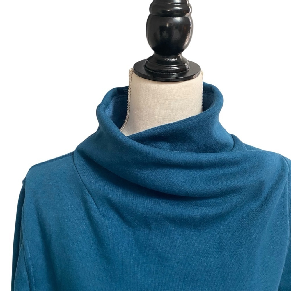 Athleta Cozy Karma Mock Neck Sweatshirt Dress Small Teal Pockets - Picture 4 of 16